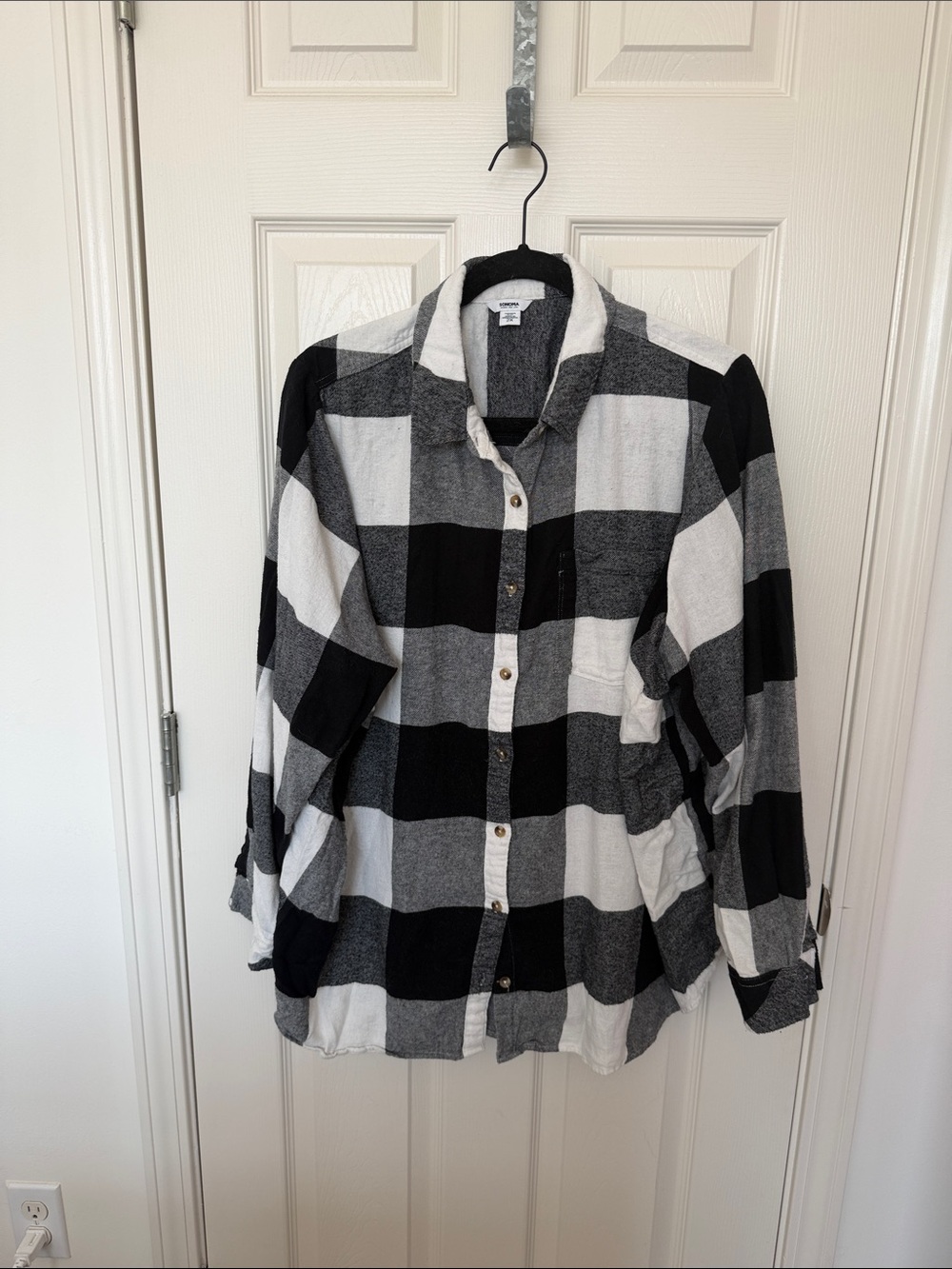 Sonoma Black & White Buffalo Plaid Button-Up Jacket
